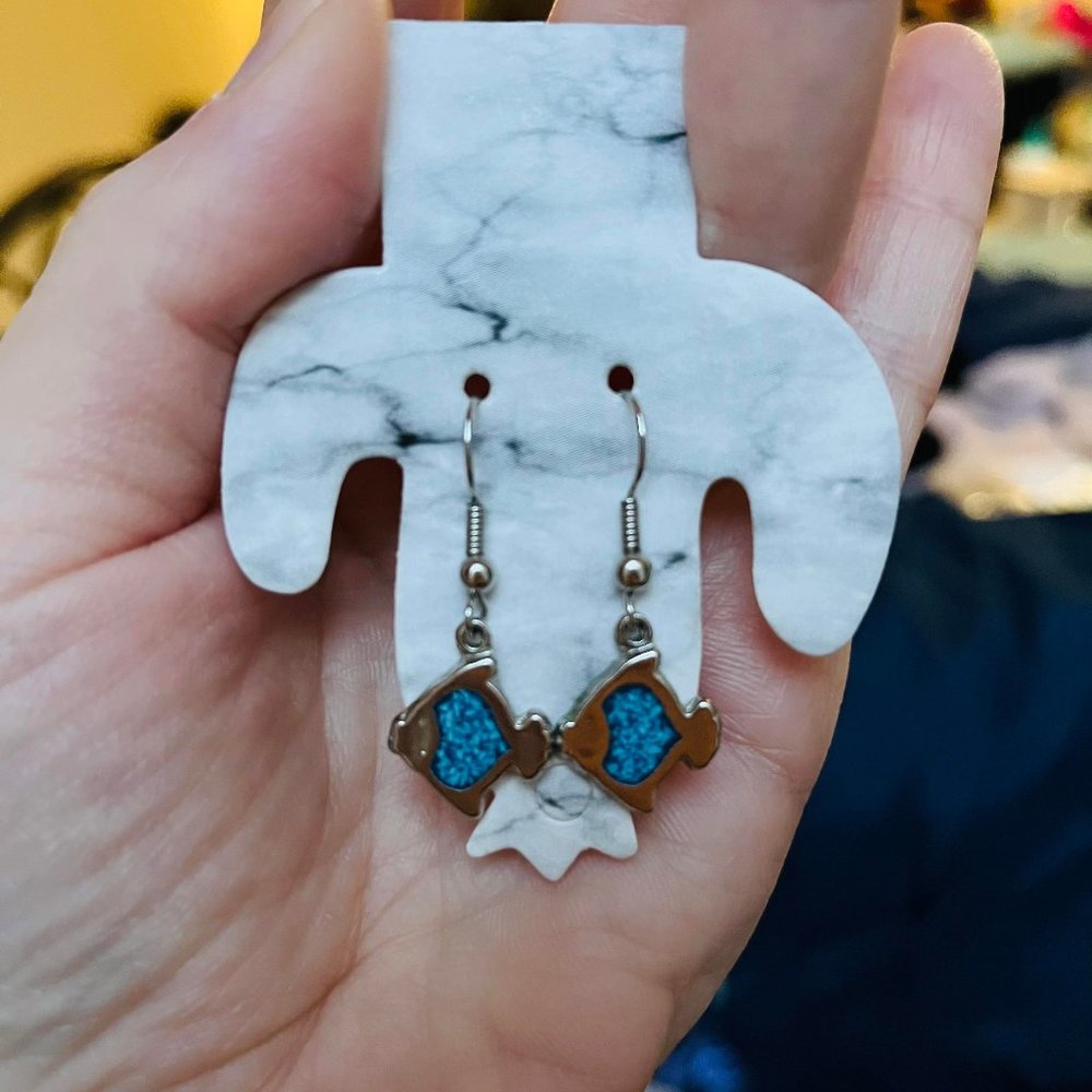 Blue fish earrings
